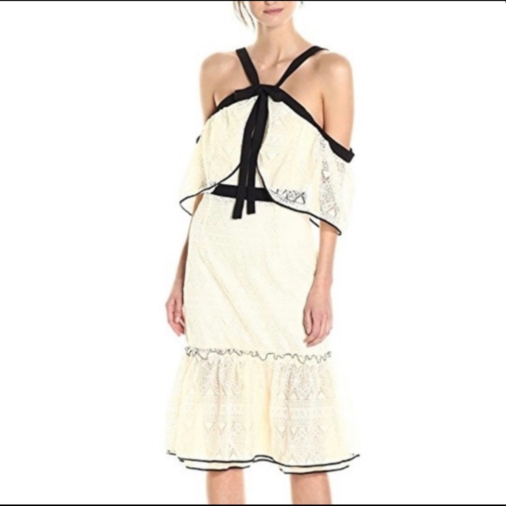 Lacy Creme Cold Shoulder Dress